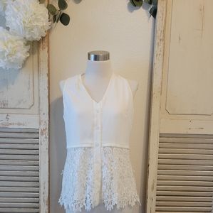 Landa by Dora Landa lace overlay button down top